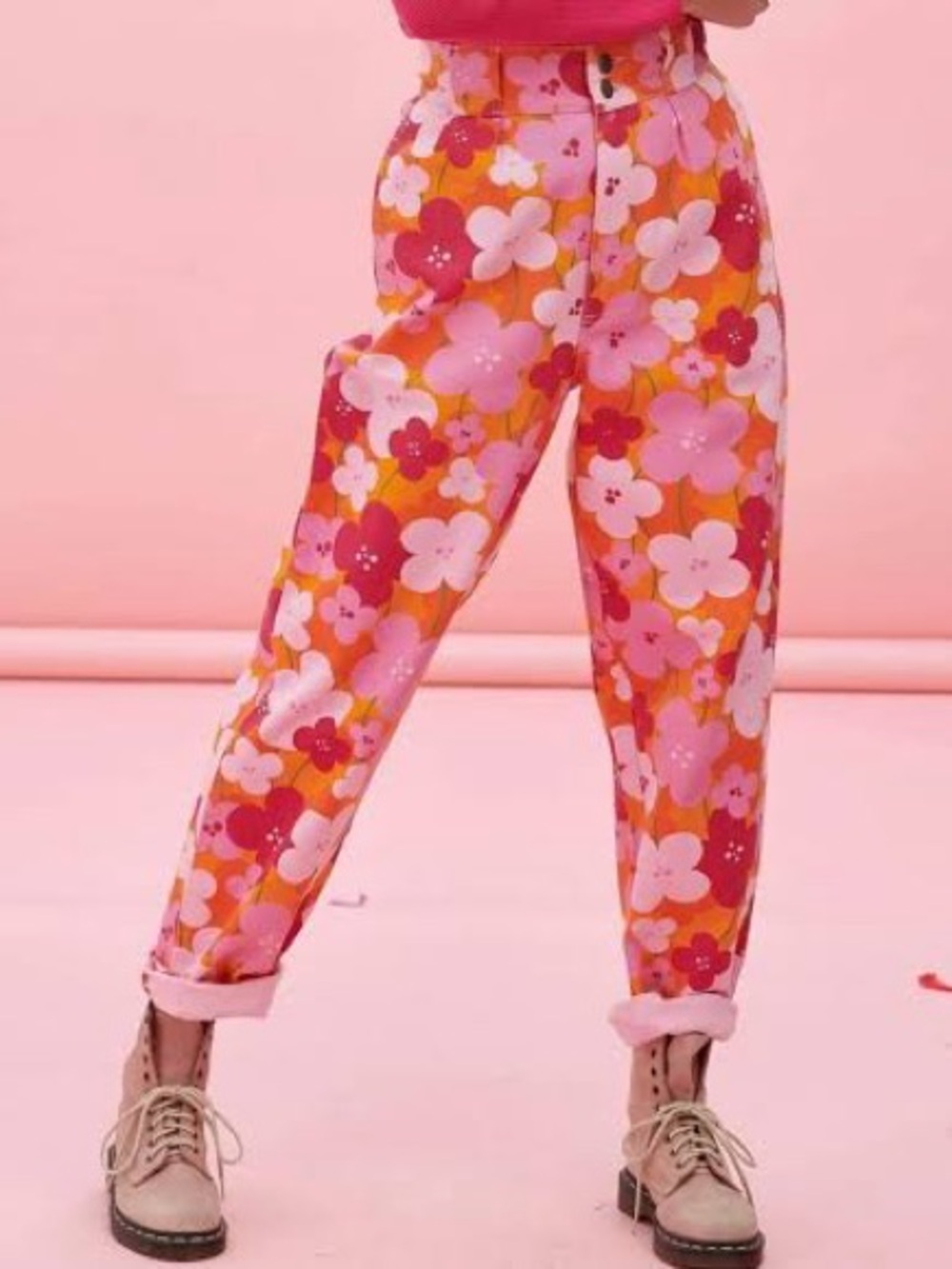 3684 Lucy & Yak Addison Floral Organic Cotton Twill Chinos High Rise Tapered 28